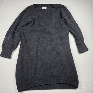 Olive & Oak Women's M Black Knit V-Neck Sweater Dress Tunic